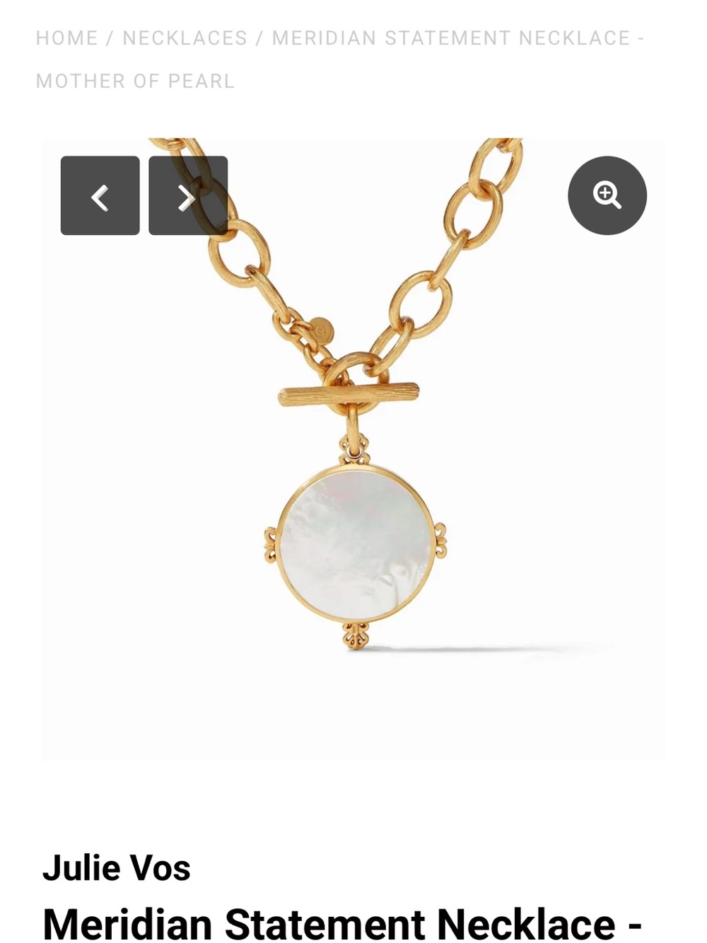 Julie Vos Gold Chain Necklace with Mother of Pearl Pendant